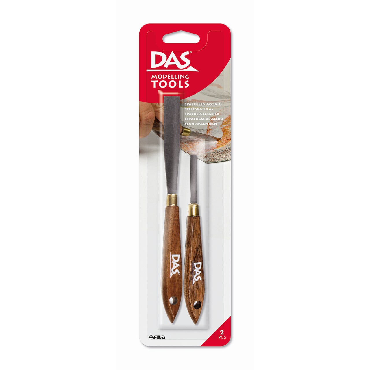 Das® Clay Modelling Tools, Steel With Wood Handle, 2 Assorted Spatulas, 1 Set